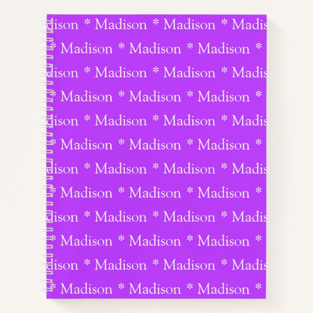 Customisable name pattern orchid purple recipe notebook (Front)