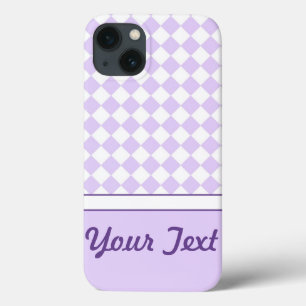 Customisable Name Purple Diamond Chequered pattern iPhone 13 Case