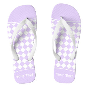 Customisable Name Purple Diamond Chequered pattern Thongs