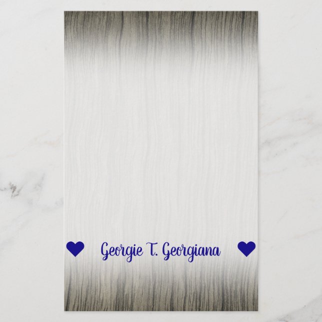 Customisable Name; Rustic Faux Wood Look Pattern Stationery (Front)