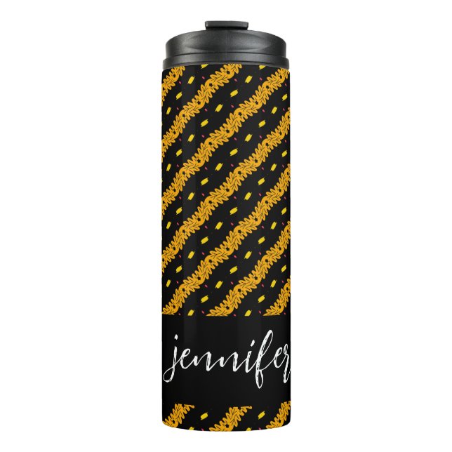Customisable name Seamless colourful pattern Thermal Tumbler (Front)