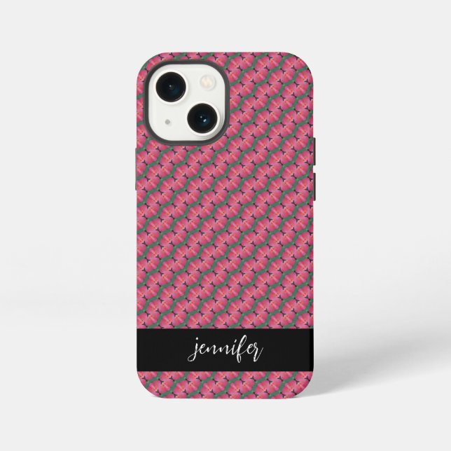 Customisable name Seamless floral pattern iPhone Case (Back)