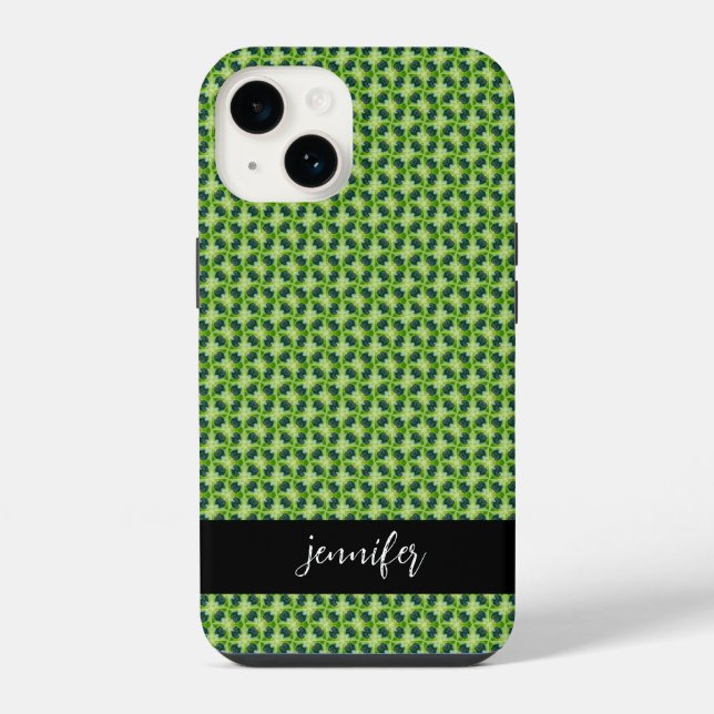 Customisable name Seamless green grass pattern iPhone Case (Back)