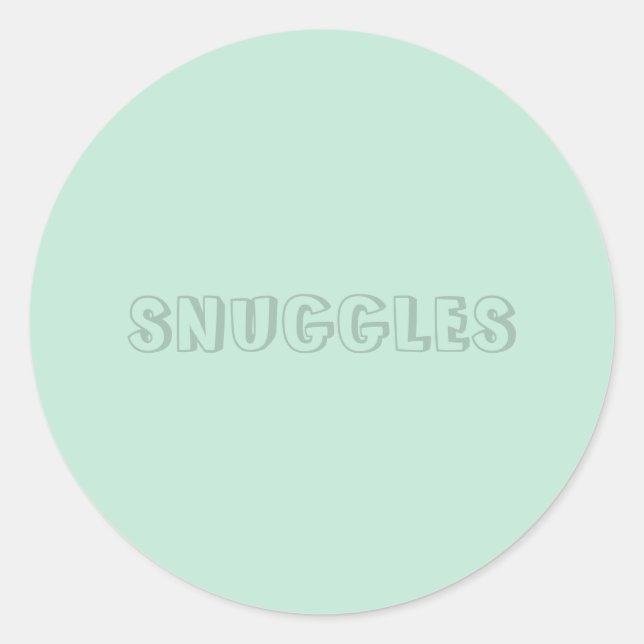 Customisable name "Snuggles" seafoam mint green Classic Round Sticker (Front)