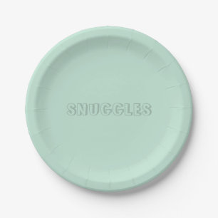 Customisable name "Snuggles" seafoam mint green Paper Plate