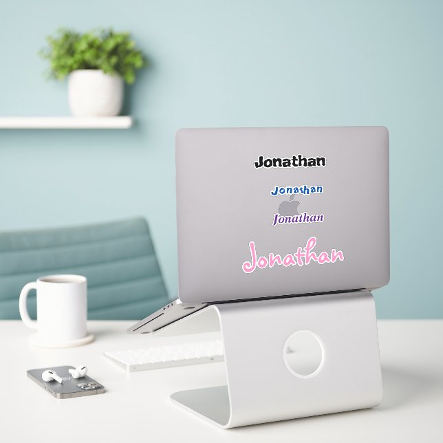 Customisable Name Tag Stickers (Laptop On Desk)