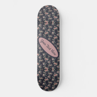 Customisable Name Text Floral Pink Rose  Skateboard
