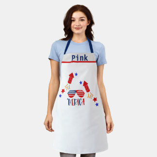 Customisable Name USA Flag Theme American Chef Apron
