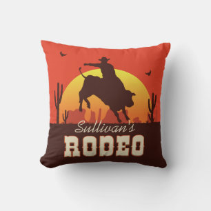 Customisable NAME Western Cowboy Bull Rider Rodeo Cushion