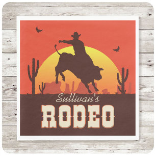 Customisable NAME Western Cowboy Bull Rider Rodeo Napkin