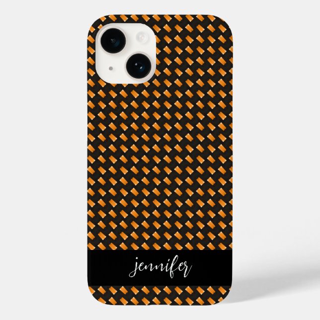 Customisable name Yellow and black pattern Case-Mate iPhone Case (Back)