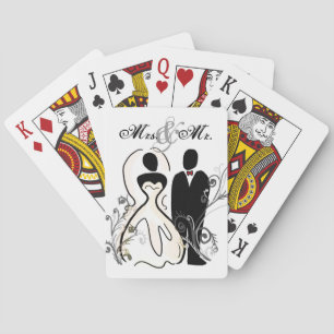 Customisable names bride groom playing cards
