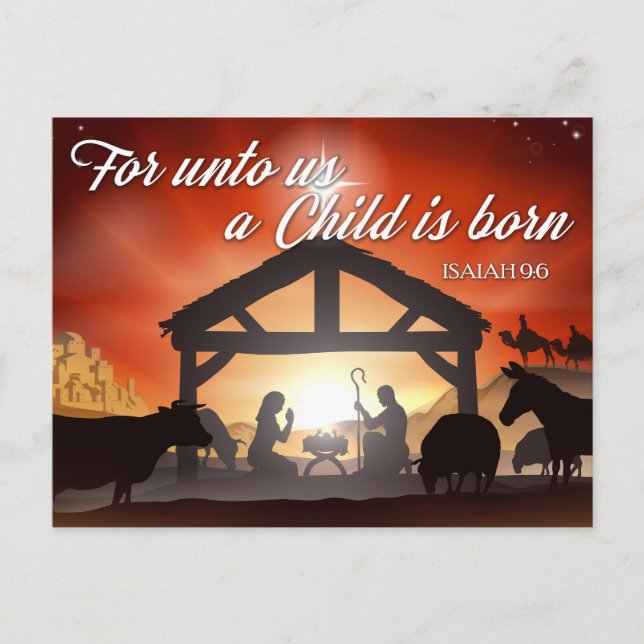 Customisable Nativity Scene Religious Christmas Holiday Postcard (Front)