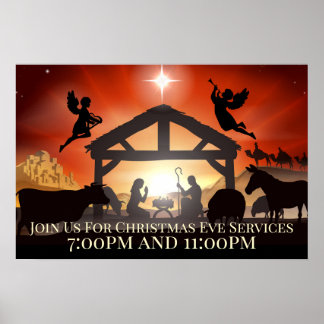 Customisable Nativity Scene Religious Christmas Poster