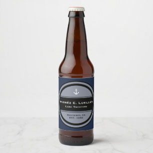 Customisable Nautical Anchor Circle Beer Bottle Label