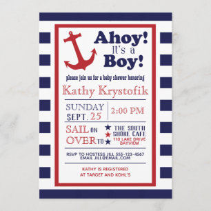 Customisable Nautical Baby Boy Shower Invitation