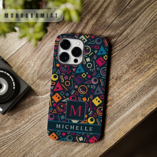 Customisable Navy Blue Pink Purple Geometric  Case-Mate iPhone 14 Pro Max Case