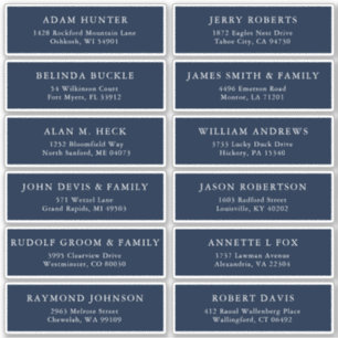 Customisable Navy wedding guest address  sticker