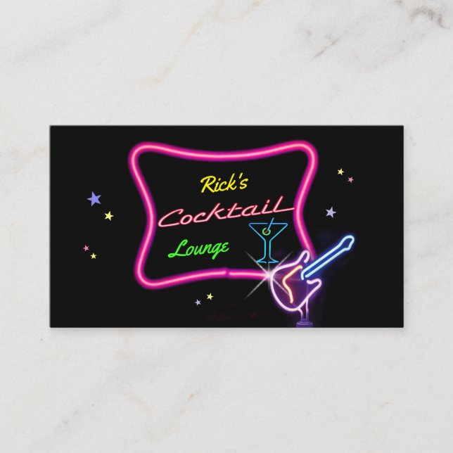 (customisable) Neon Bar Sign Business Card (Front)