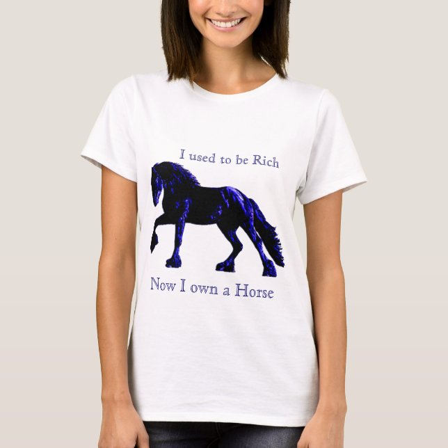 Customisable Neon Friesian Horse T-Shirt (Front)