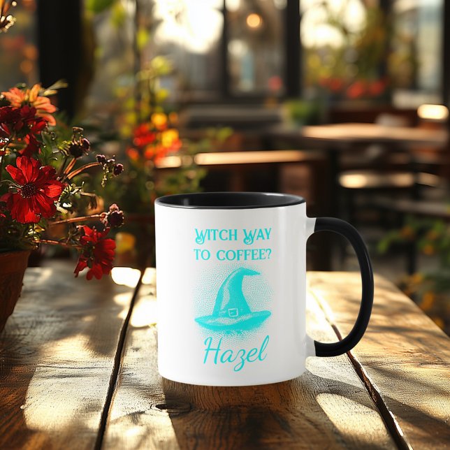 Customisable Neon Halloween - Cyan Witch Hat Mug (Creator Uploaded)