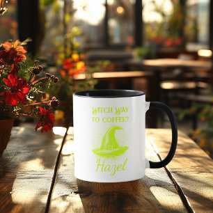 Customisable Neon Halloween - Lime Witch Hat Mug