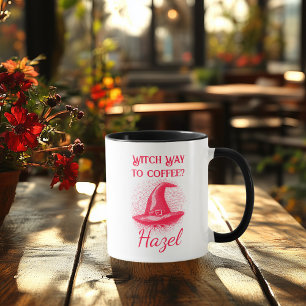 Customisable Neon Halloween - Red Witch Hat Mug