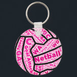 Customisable Netball Positions Ball Themed Key Ring<br><div class="desc">Netball word cloud ball shaped design key ring,  with custom background colour. Netball positions fun gift ideas.</div>