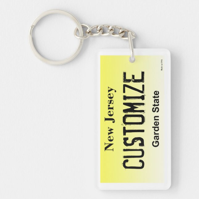 Customisable New Jersey license plate keychain (Front)