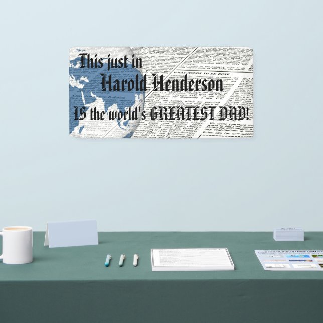 Customisable news headline world's greatest dad banner (Tradeshow)