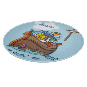 Customisable Noah’s Ark Baby Baptism, Boy Blue Cutting Board