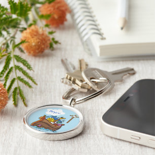 Customisable Noah’s Ark Baby Baptism, Boy Blue Key Ring