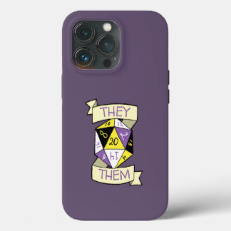 Customisable Nonbinary Tabletop D20 Pronoun Dice iPhone 13 Pro Case
