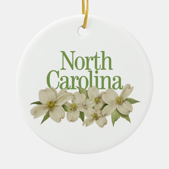 Customisable North Carolina Ornament with Dogwood (Front)