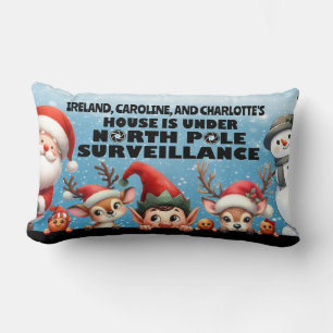 Customisable North Pole Surveillance Lumbar Pillow