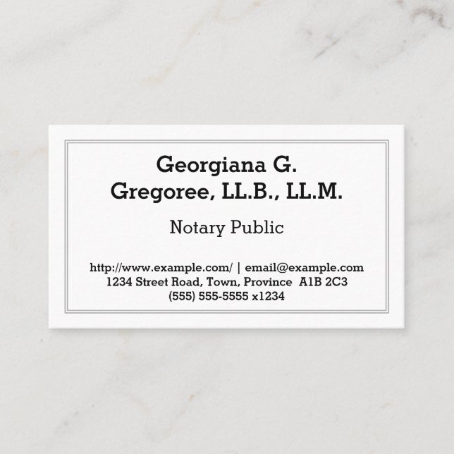 Customisable Notary Public Business Card (Front)