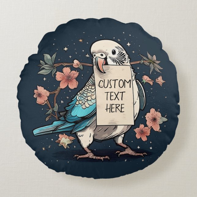 Customisable Note Budgie Throw Pillow (Front)