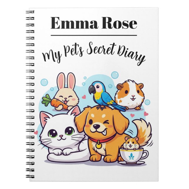 Customisable Notebook Cute Cartoon Pets (Front)