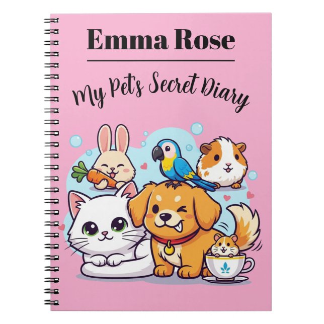 Customisable Notebook Cute Cartoon Pets (Front)