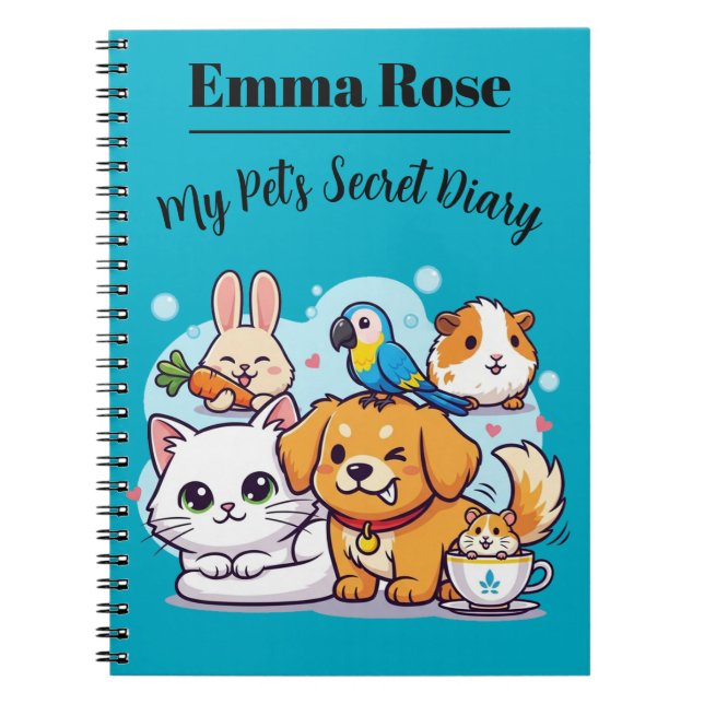 Customisable Notebook Cute Cartoon Pets (Front)