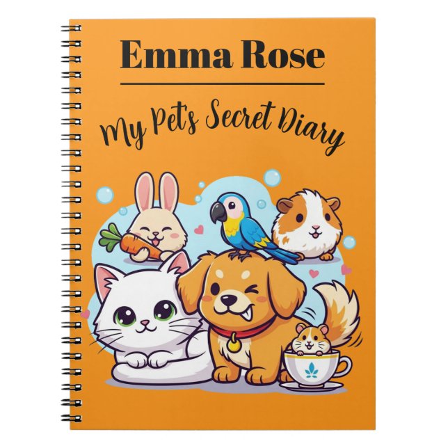 Customisable Notebook Cute Cartoon Pets (Front)