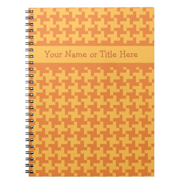 Customisable Notebook, Orange Dogstooth Check Notebook (Front)