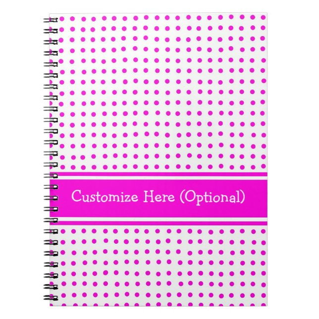 Customisable Notebook, Pink Polka Dots Notebook (Front)