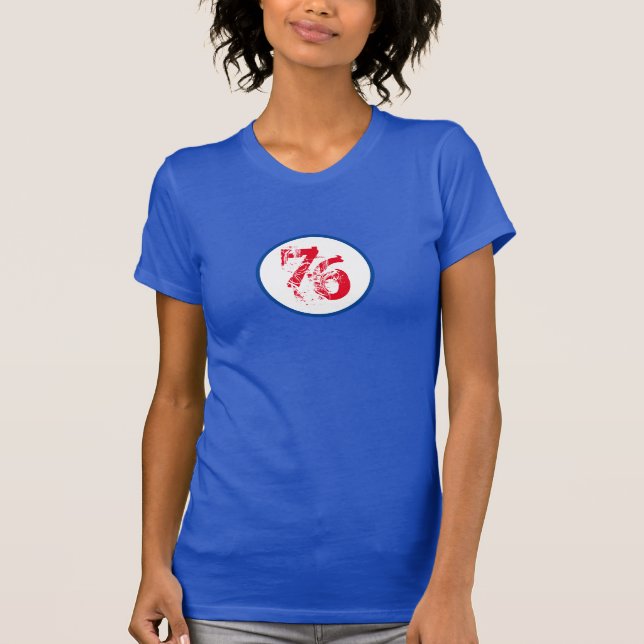 Customisable Number - 76  Red White & Blue U.S.A T-Shirt (Front)