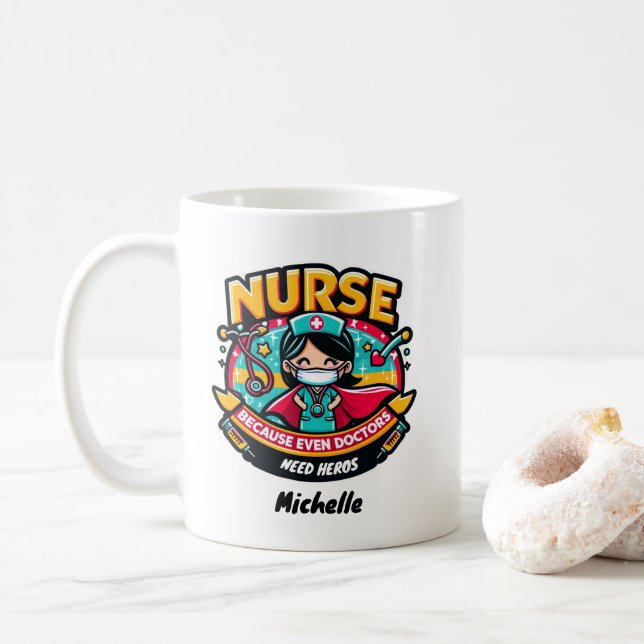 Customisable Nurse Hero Mug (With Donut)