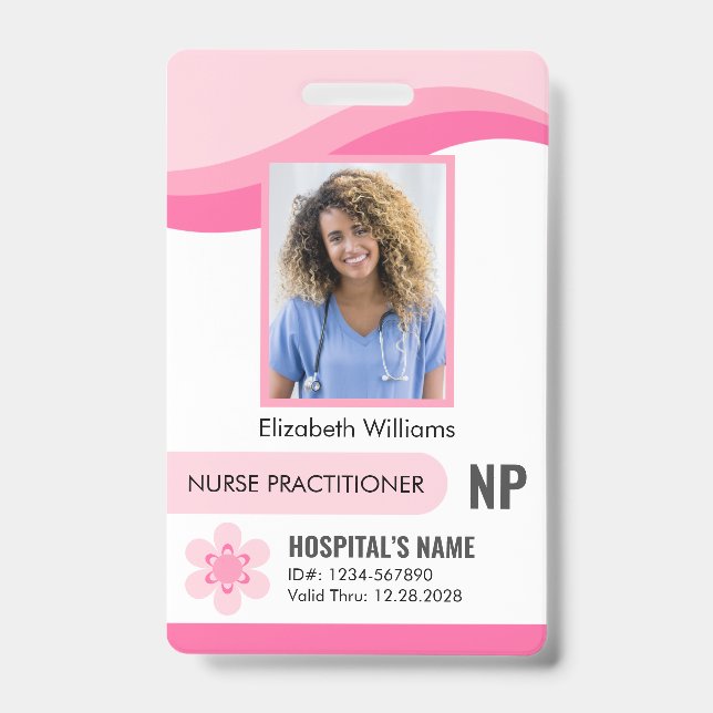 Customisable Nurse Practitioner Security ID Photo Badge (Front)