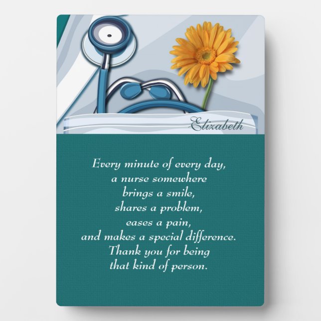 Customisable Nurse's Name Appreciation Gift Plaque (Front)