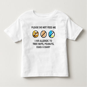Customisable Nut Dairy Egg Allergy Alert Kids Toddler T-Shirt