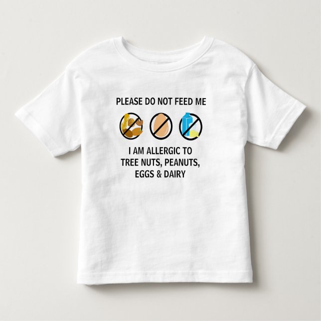 Customisable Nut Dairy Egg Allergy Alert Kids Toddler T-Shirt (Front)