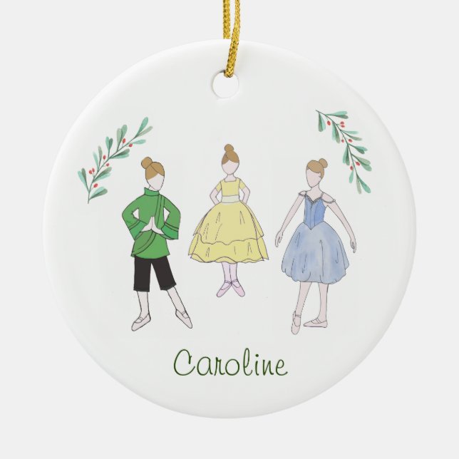 Customisable Nutcracker Chinese/Snow/Party Girl Ceramic Ornament (Front)